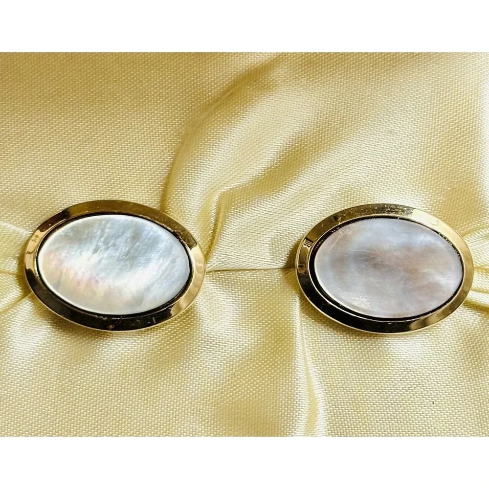 Vintage Hickok Mother Of Pearl Cufflinks With Tuxedo In Original Box